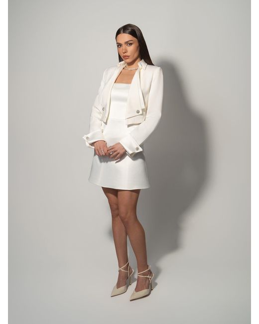 Tia Dorraine White Blame Gravity Satin Mini Dress – Pearl