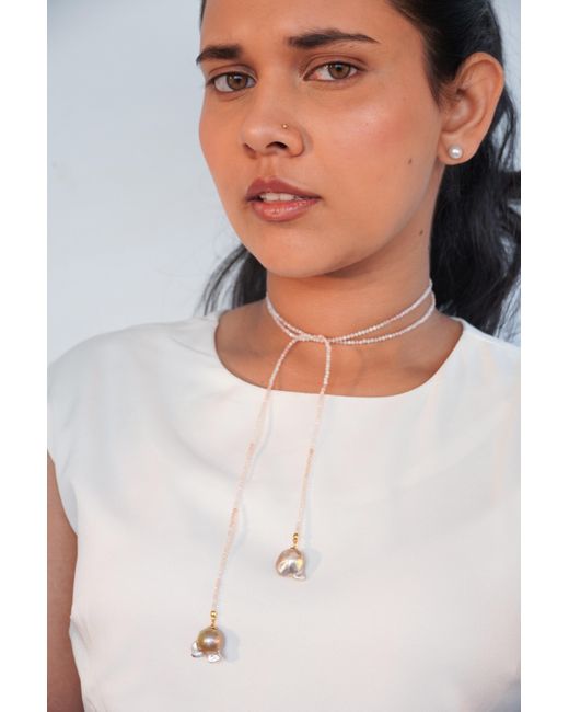 The Link Between Multicolor Celestina Baroque Drop Opal Open Ended Necklace Lariat