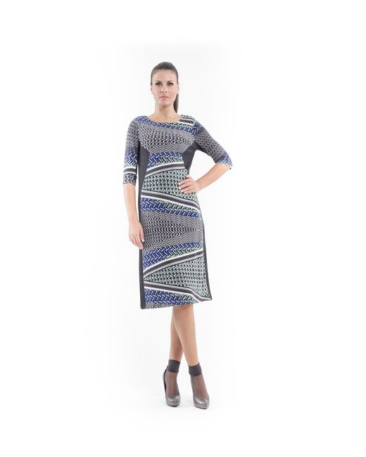 Conquista Blue Print & Panel Stretch Dress