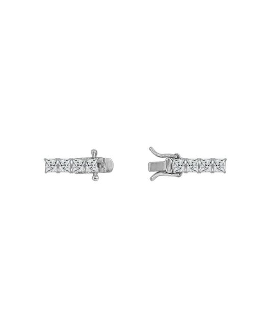 Diamonbliss Metallic Classic Three Millimeter Princess Cut Tennis Bracelet, Platinum