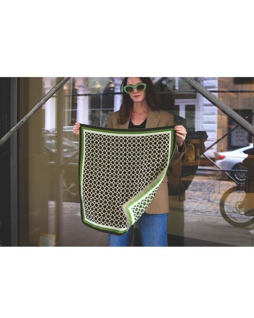 Jessie Zhao New York Black Double Sided Silk Scarf Of Polka Dot Bloom