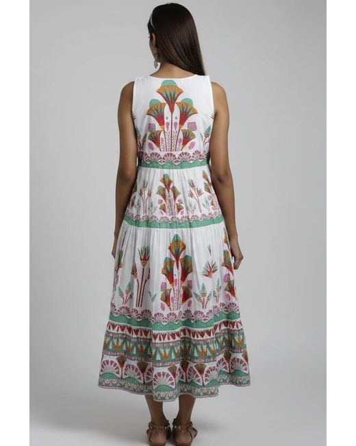 La Mandarine Blue Floral Cotton Summer Maxi Dress With Pockets, Printed Maxi Dress. Margot