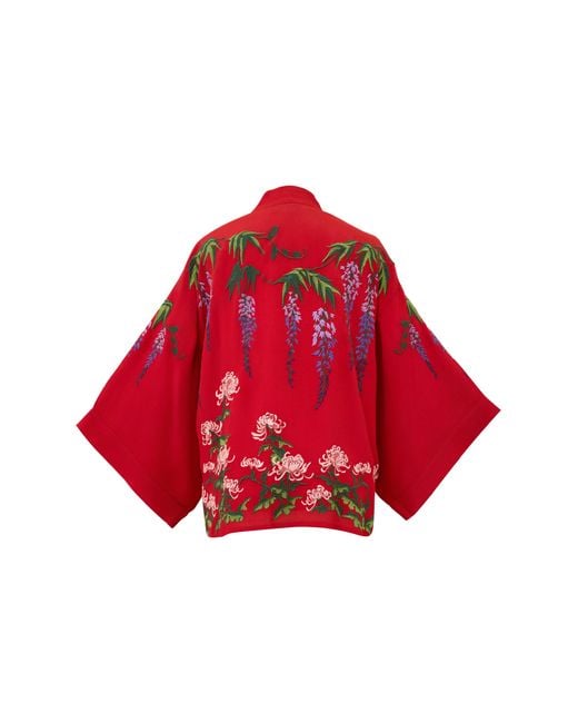 Artemis Muse Wisteria & Chrysanthemum Embroidered Fully Lined Short Kimono