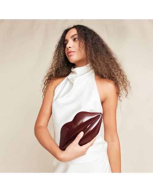 Lulu Guinness Red Garnet Medium Lips Clutch Bag
