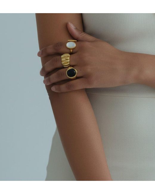 Uchi and Soto Metallic Neutrals Enso Moonstone Wraparound Ring