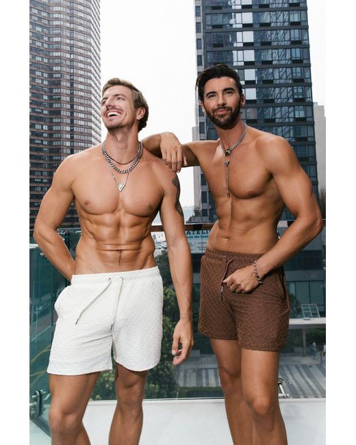 IVY SWIMWEAR Gray Neutrals Miles Textured Short Cream Neutrals for men