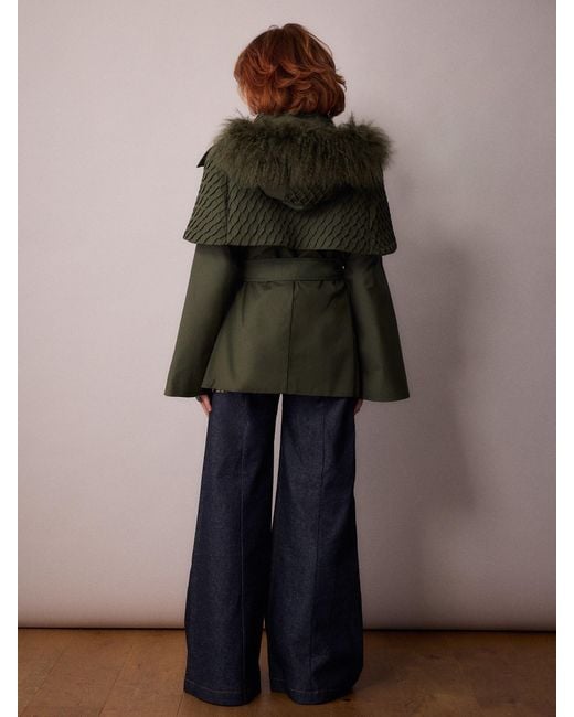 Amanda Thompson Couture Green Nephele Rain Cape Forest