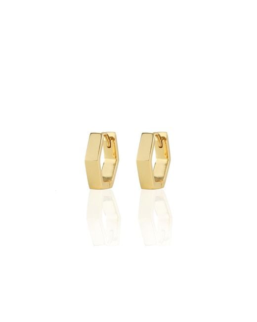 Kris Nations Metallic Hexagon Hinged Huggie Hoop Earrings