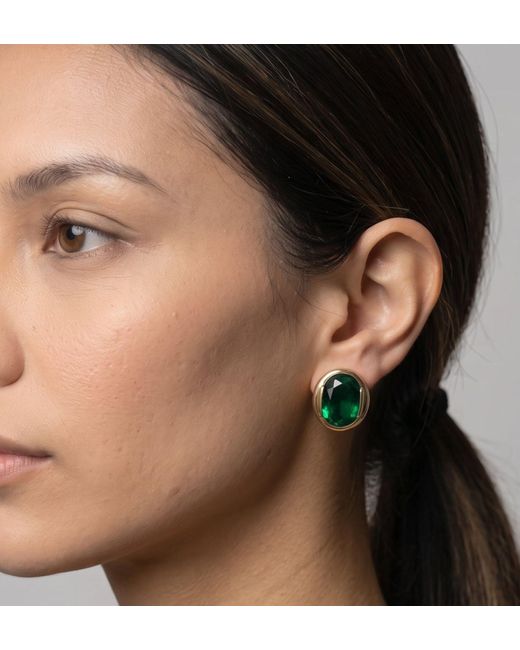 Uchi and Soto Green Enso Stone Stud Earrings