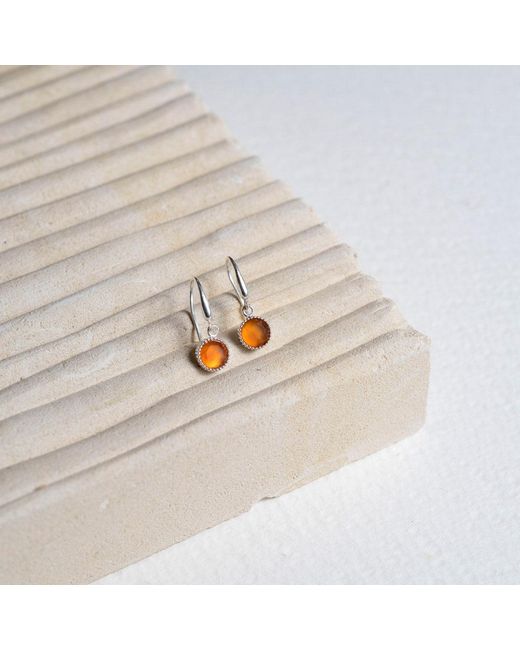 Auree Jewellery White Barcelona Silver July Carnelian Birthstone Hook Earrings