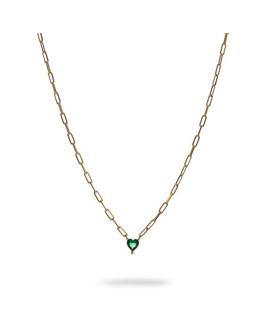 Ebru Jewelry Metallic Emerald Heart Minimalist Necklace