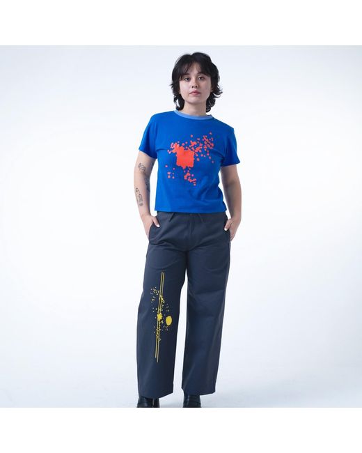 Lilia Munn Blue Boxy Organic Cotton Graphic Tee – for men