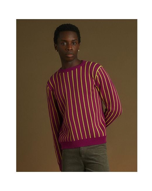 INGMARSON Purple Thin Striped Wool & Cashmere Jumper