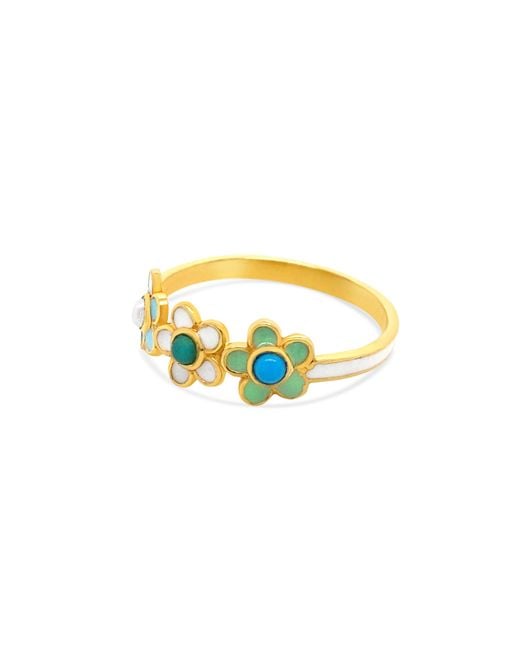 GEM BAZAAR Yellow Fleury Flower Band Ring