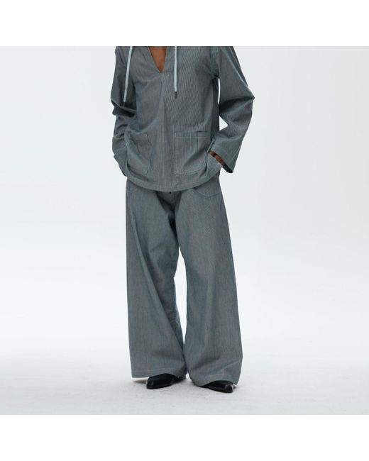 Born in Exile Gray Wide Stripe Pants Mid Rise for men