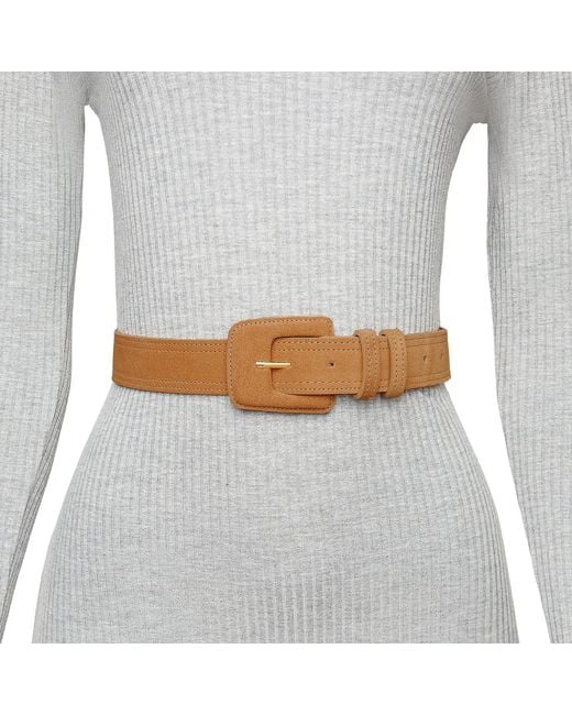 BeltBe Brown Suede Rectangle Buckle Belt
