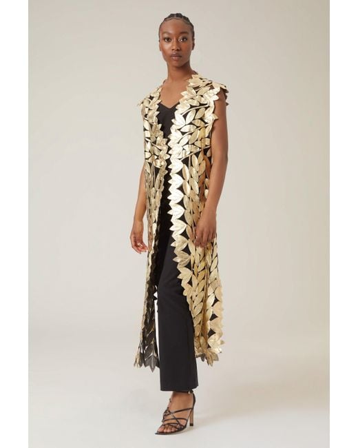 James Lakeland Metallic Long Leaf Leather Gilet