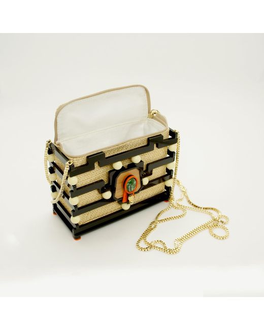 Gissa Bicalho Metallic Neutrals Acrylic Handmade Bag Clutch Marajo