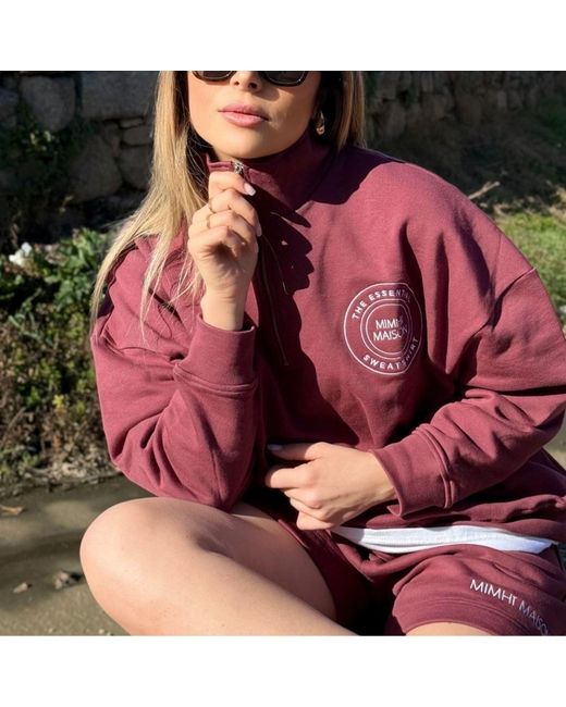 Mimhi Maison Red Oversized Cotton Shorts – Burgundy