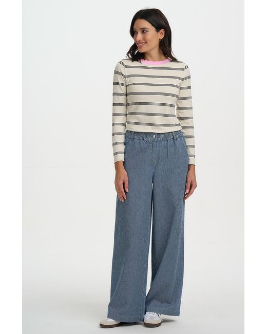 Sugarhill Fifi Wide Leg Trousers Stripe Denim in Blue | Lyst