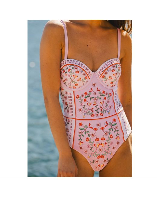 Jessie Zhao New York Pink Blush Botanica One Piece Swimsuit