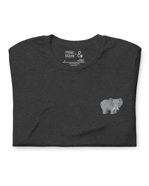 Anchor and Crew Black Heather Think Ocean Elephant Aspirations Cotton Embroidered T-Shirt for men