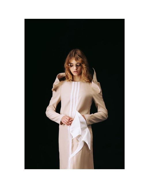 Julia Allert Natural Neutrals A-line Midi Dress With Calla Flower