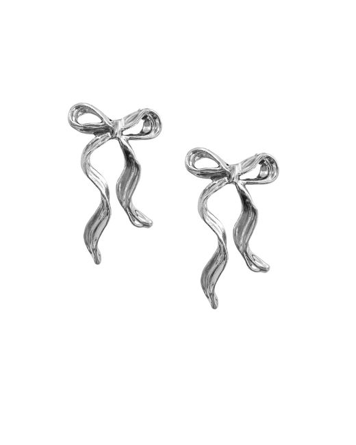 Maison De Gala Metallic Ribbon Bow Drop Earrings