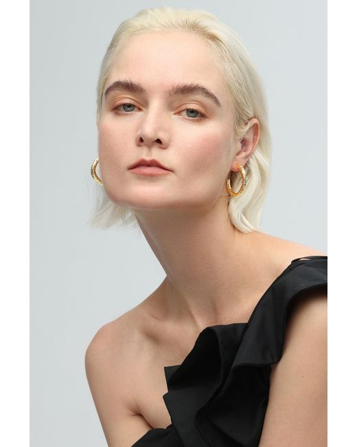 Classicharms Metallic Zirconia Molten C-Hoop Earrings