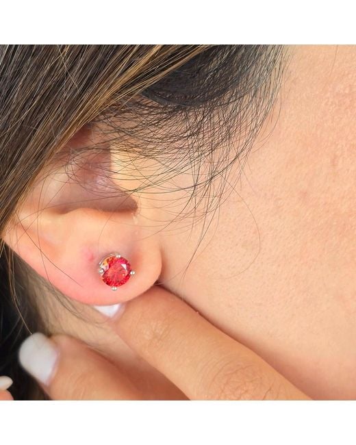 Harfi Red Ruby Moissanite Crystal Sterling Earrings