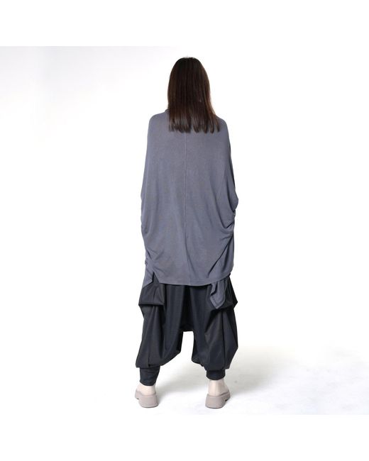 Metamorph Blue Extravagant Tunic With Scarf Collar