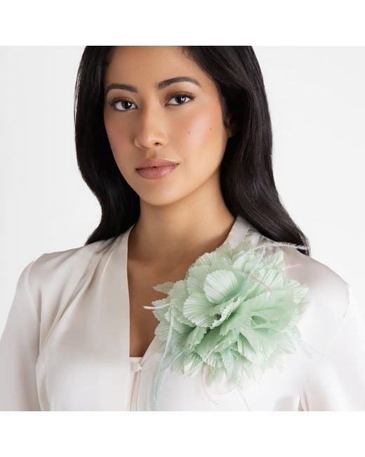 Helena Simon Green The Mint Chrysanthemum Duster Floral Brooch