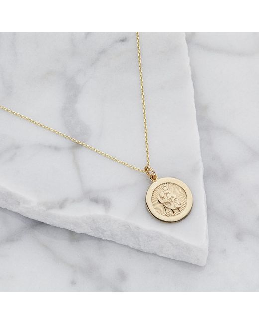 Lily & Roo Metallic Small Round St Christopher Pendant Necklace