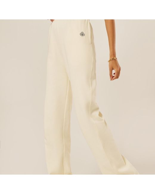 Be Athletica White Varsity Athletica Wide-Leg Pants