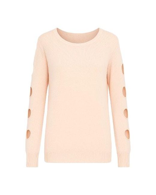 Conquista Pink Hole Detail Loose Apricot Sweater