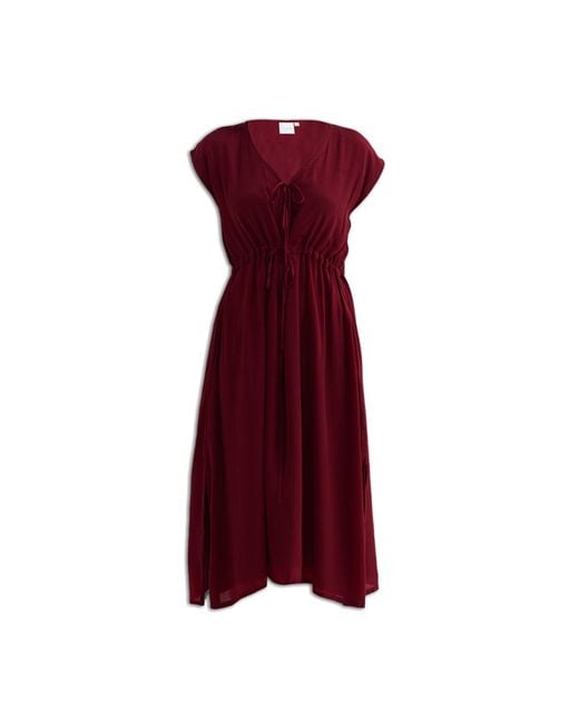 REISTOR Deep V-Neck Gathered Crepe Dress