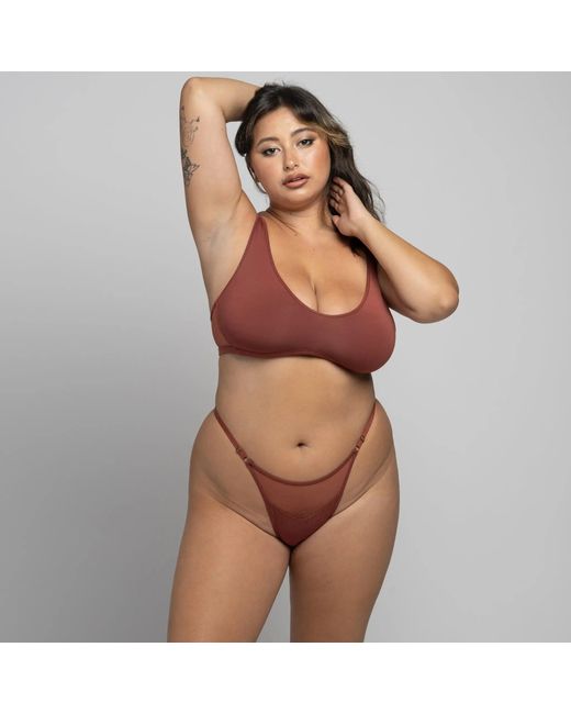 MONIQUE MORIN LINGERIE Brown Core Scoop Neck Bralette Sugar
