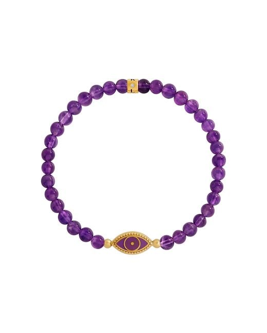 Karma and Luck Purple Mystic Shield Amethyst Evil Eye Bracelet
