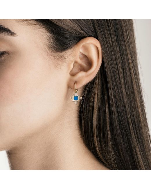 Sheida Farrokhi Blue Minimal Flower Earrings