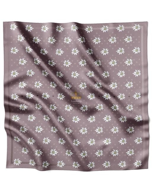 Lamberty Munich Purple Alpine Edelweiss Midi Silk Scarf