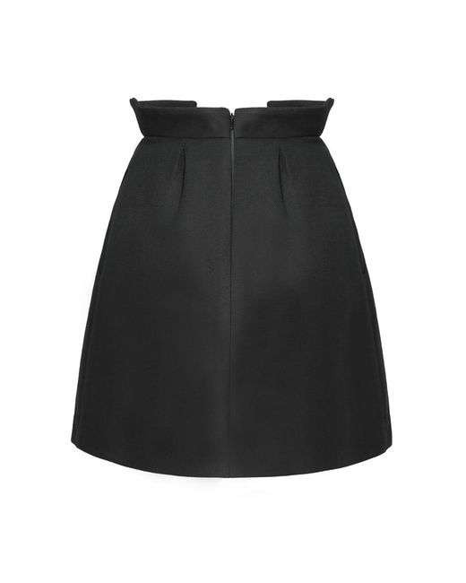 AVENUE No.29 Black Wool Blend Wrap Mini Skirt