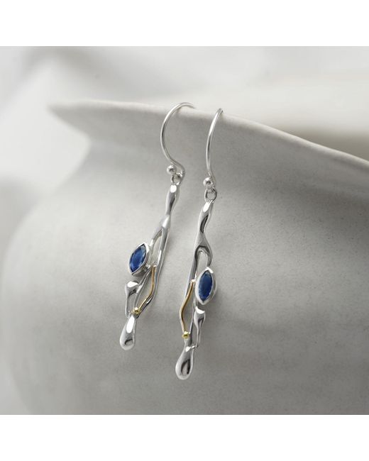Isla Silver Metallic Kyanite Drop Earrings