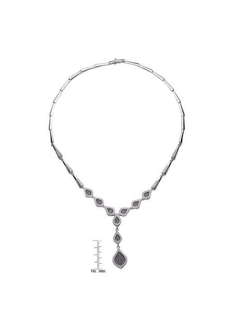 Genevive Jewelry Metallic Sterling Plated With Cubic Zirconia Trio Drop Necklace