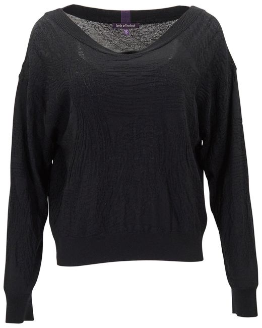 Lords of Harlech Black Crissy Cropped Merino Sweater