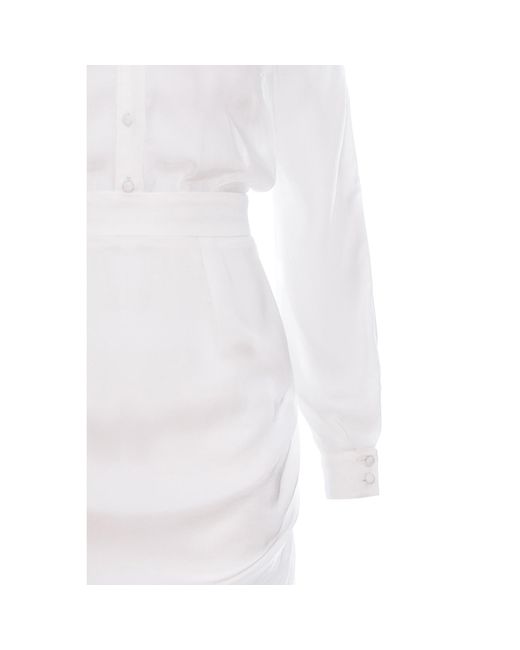 AVENUE No.29 White Raglan Sleeve Shirt Dress With Side Gathering