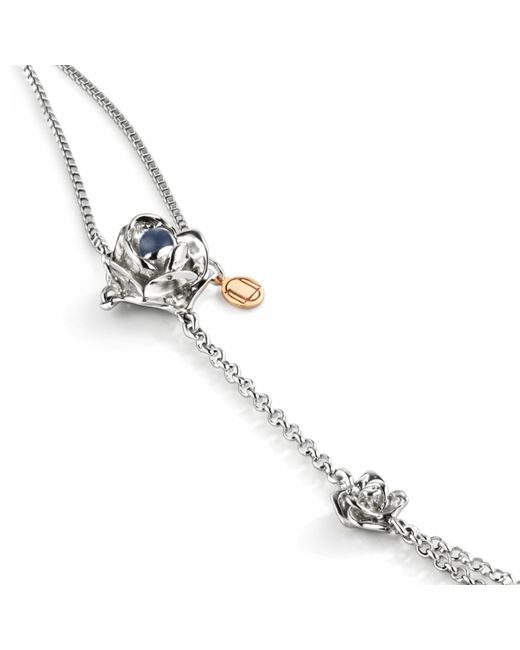 Unaloe Metallic Sterling Rose Hand Harness With Sapphire – Artisan Designer Jewelry For