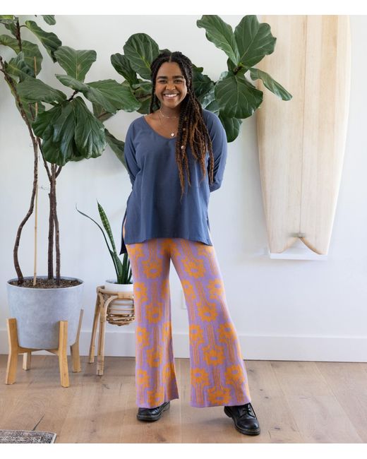 Known Supply Red High Waisted Floral Sweater Pants
