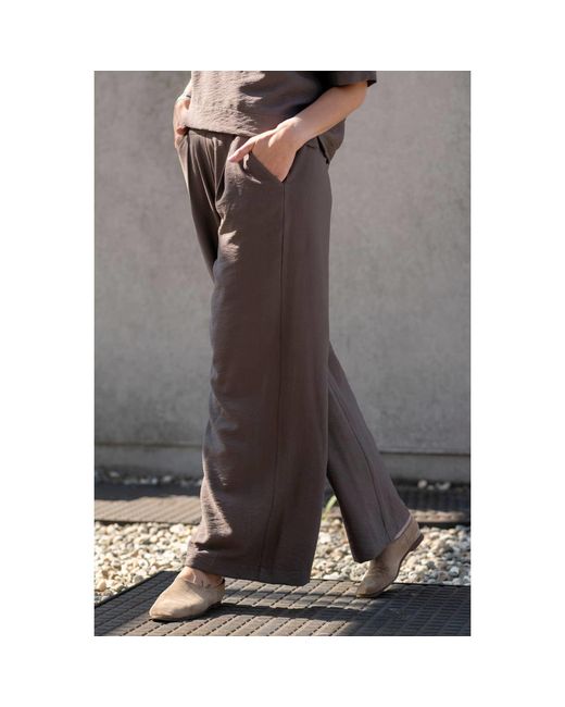 Oh!Zuza Brown Neutrals Echo Wide-Leg Viscose Trousers – Cocoa
