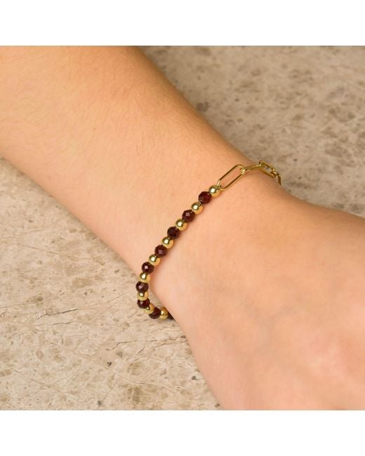 Nellou Jewellery Metallic Garnet Gem Shine Bracelet Plated Sterling