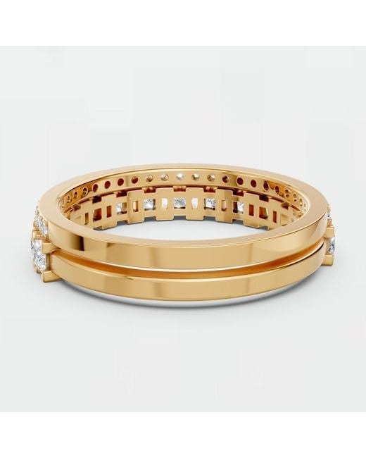 Aya Fine Jewelry Metallic Princess Cut & Round Lab Diamond Double Band Ring